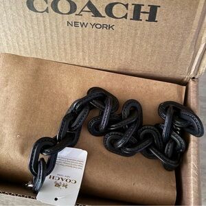 Coach Black Leather Chain Purse Charm Accessory